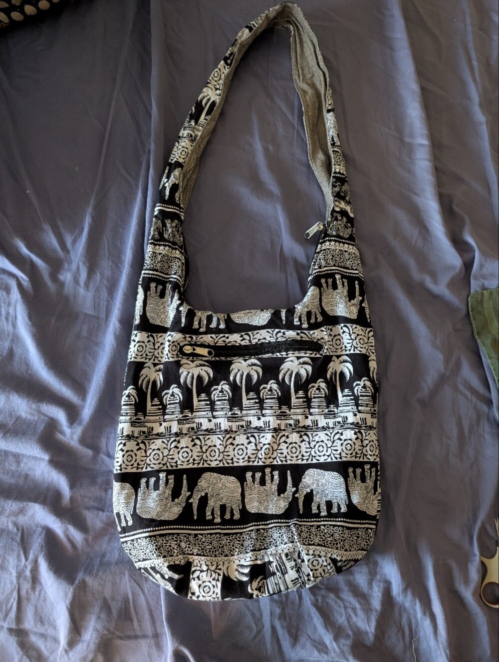 Handmade Black & White Elephant Boho Sling Bag